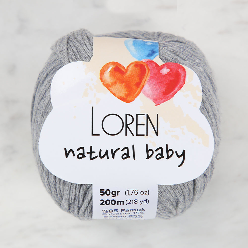 Loren Natural Baby Yarn, Light Grey - R079