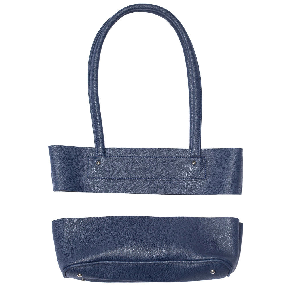 Loren Leather Bag handle and Sole Set, Navy Blue