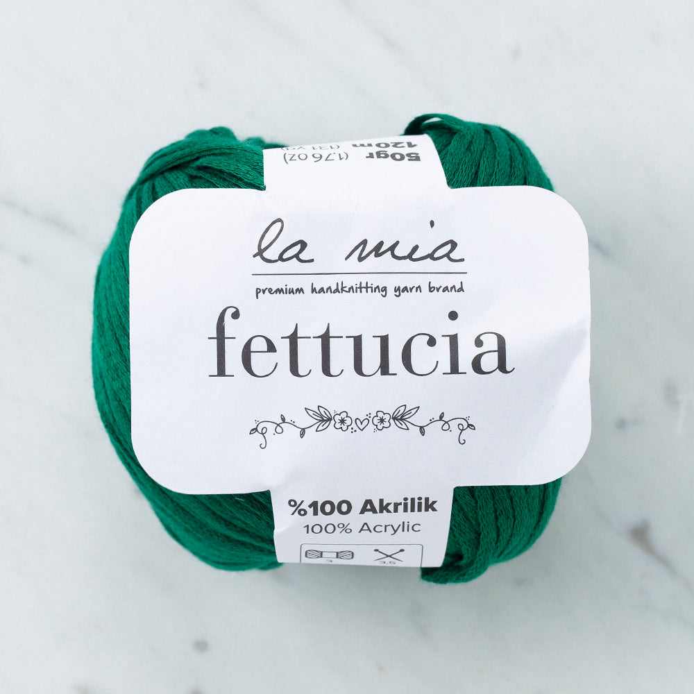 La Mia Fettucia 6 Skeins Yarn, Emerald Green - L074