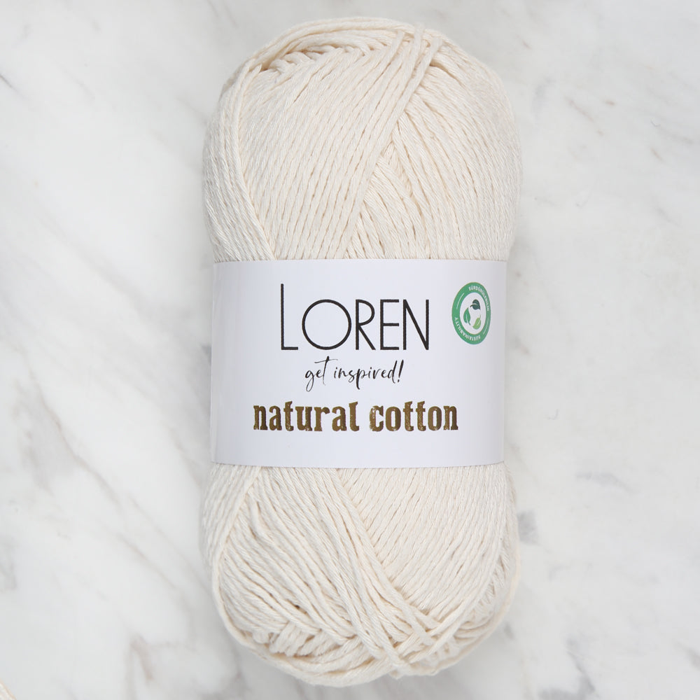 Loren Natural Cotton Yarn, Cream - R083