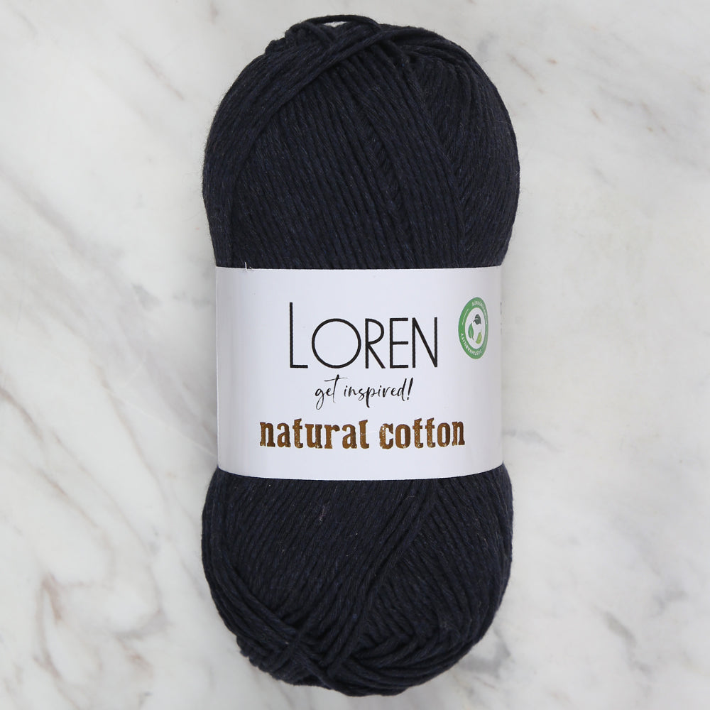 Loren Natural Cotton Yarn, Navy Blue - R005