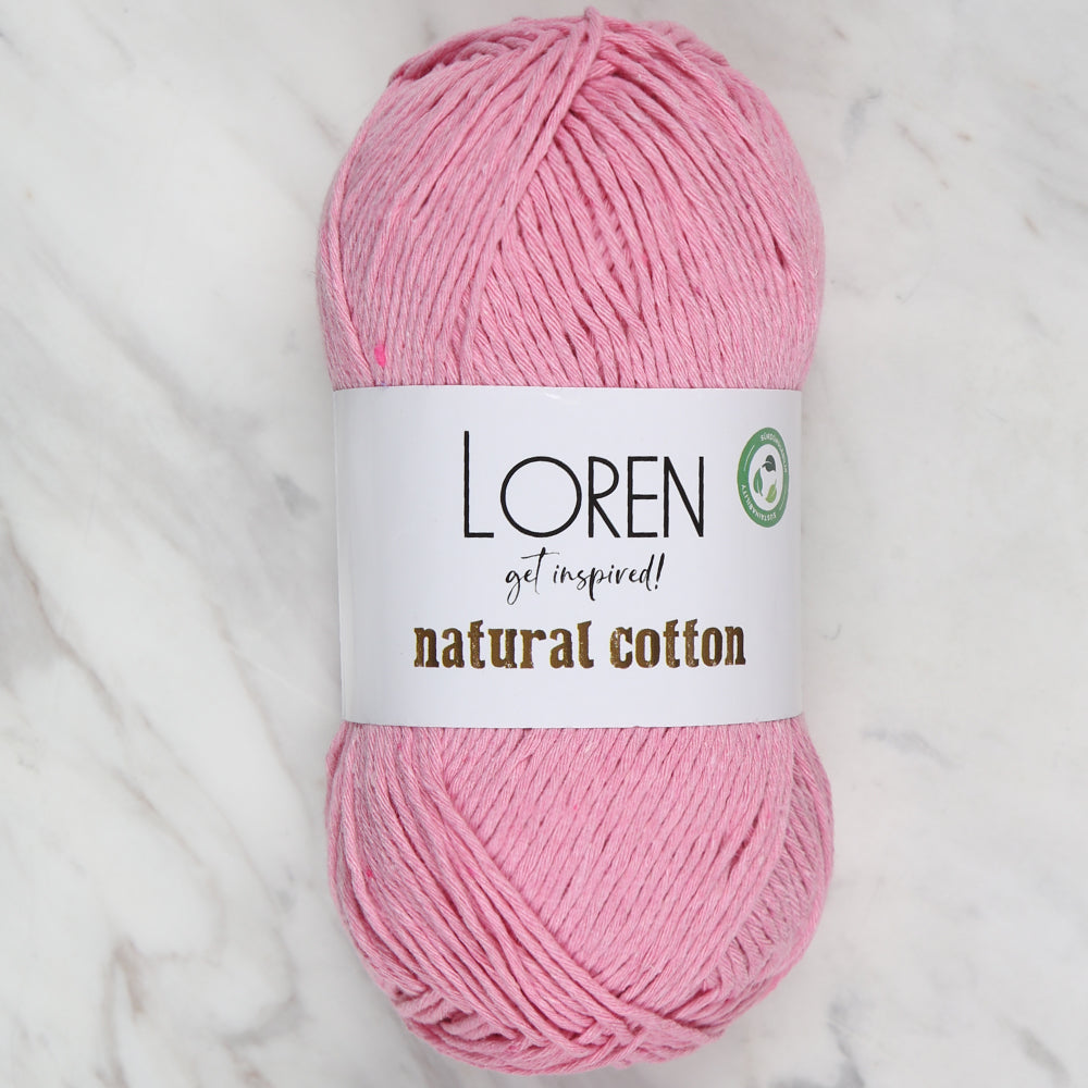 Loren Natural Cotton Yarn, Pink - R100