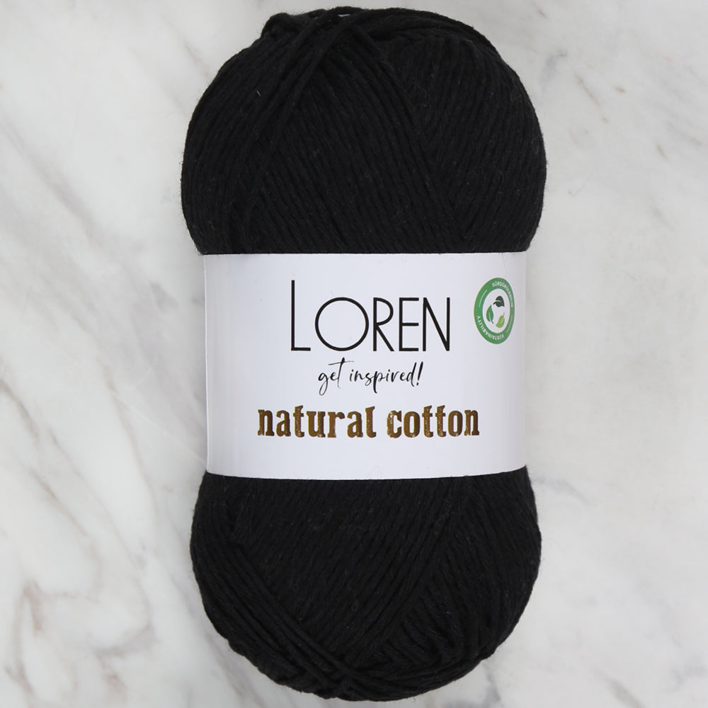 Loren Natural Cotton Yarn, Black - R004