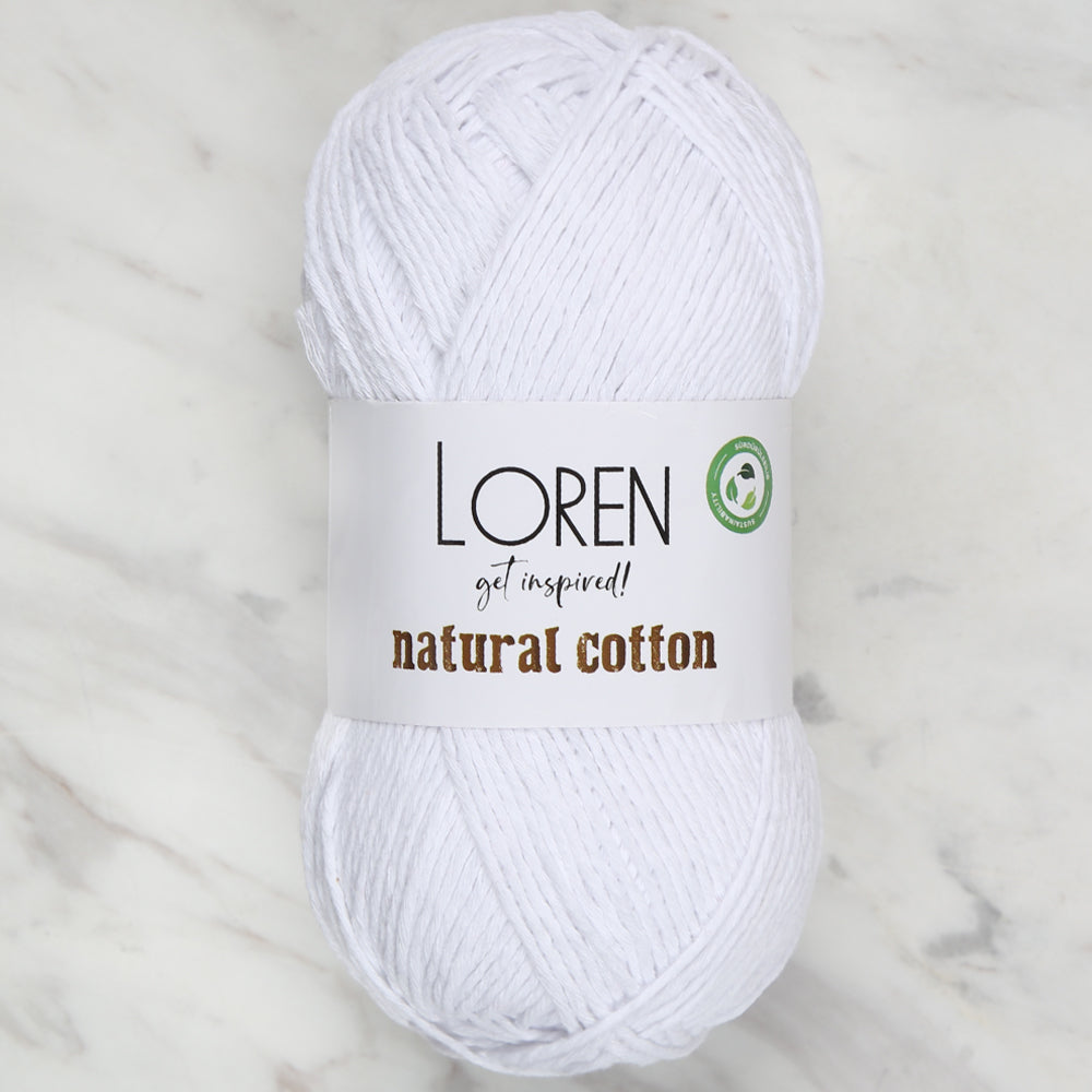 Loren Natural Cotton Yarn, White - R001