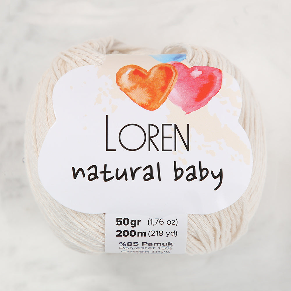 Loren Natural Baby Yarn, Cream - R083