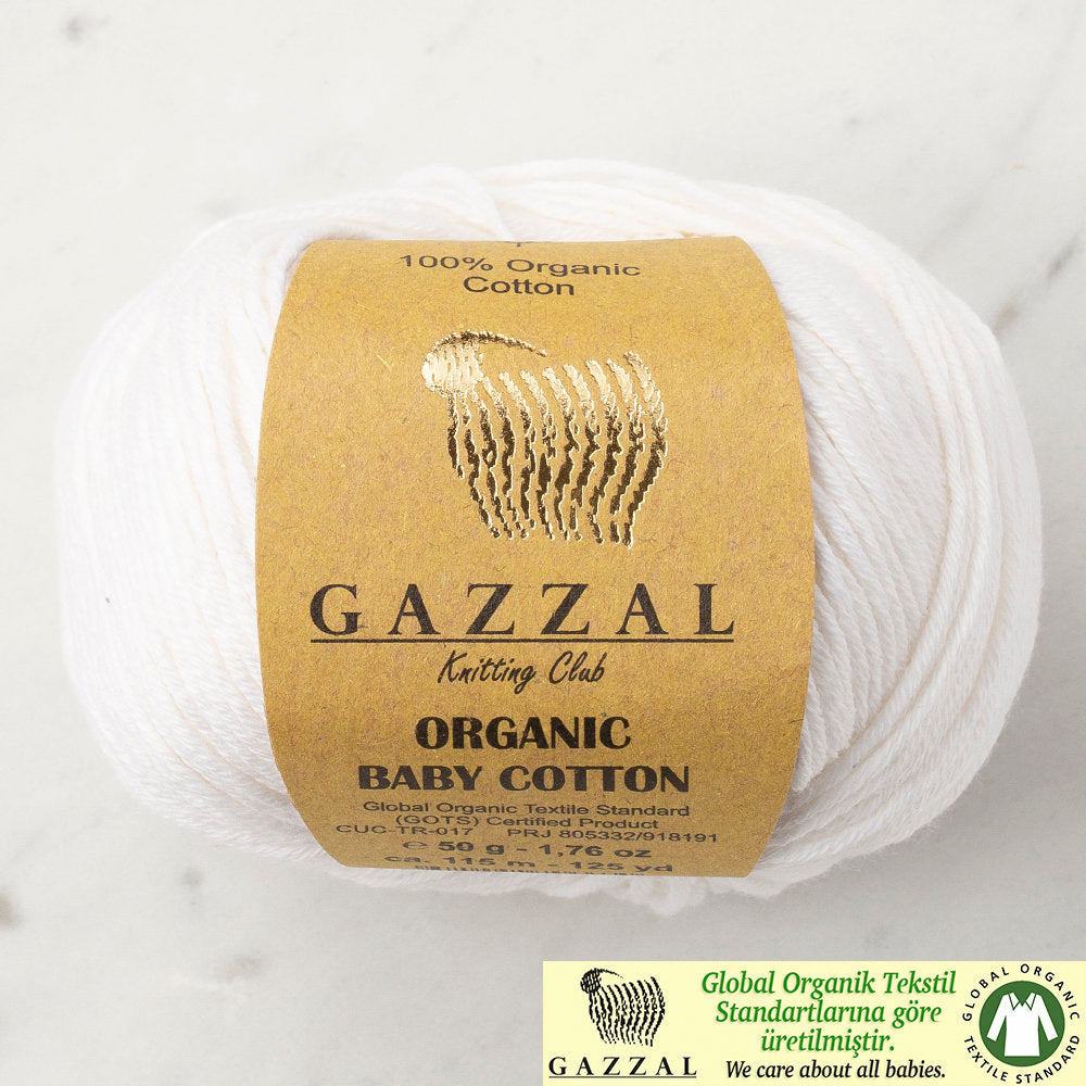 Gazzal Organic Baby Cotton Yarn, White - 415