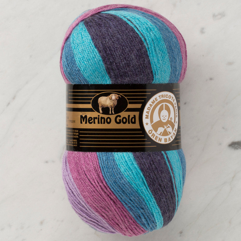 Madame Tricote Paris Merino Gold Batik Knitting Yarn, Variegated - 828