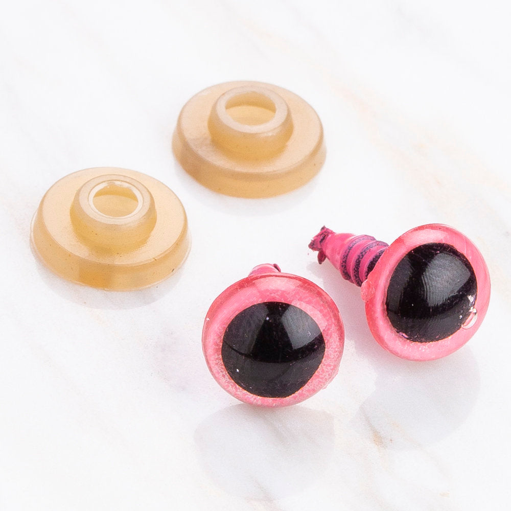 Loren 10 mm 5 Pairs Amigurumi Safety Plastic Eyes, Pink