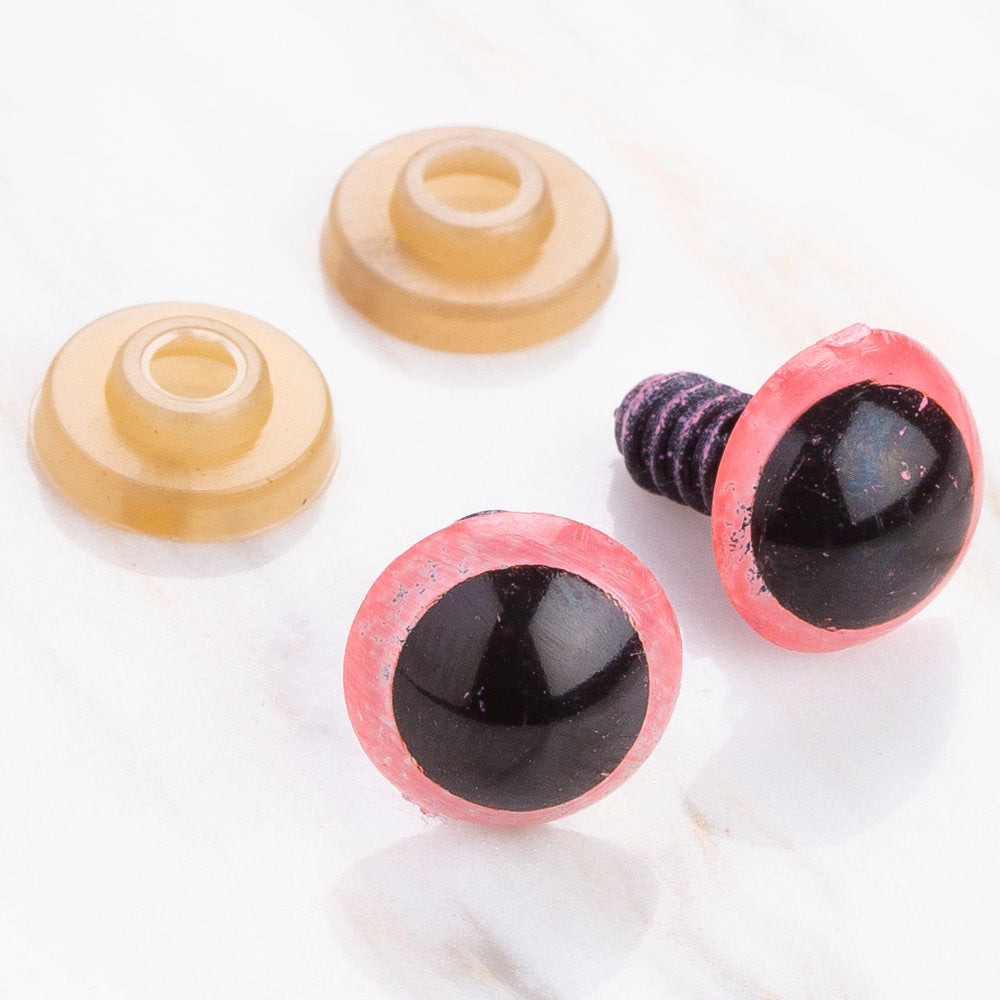 Loren 12 mm 5 Pairs Amigurumi Safety Plastic Eyes, Pink
