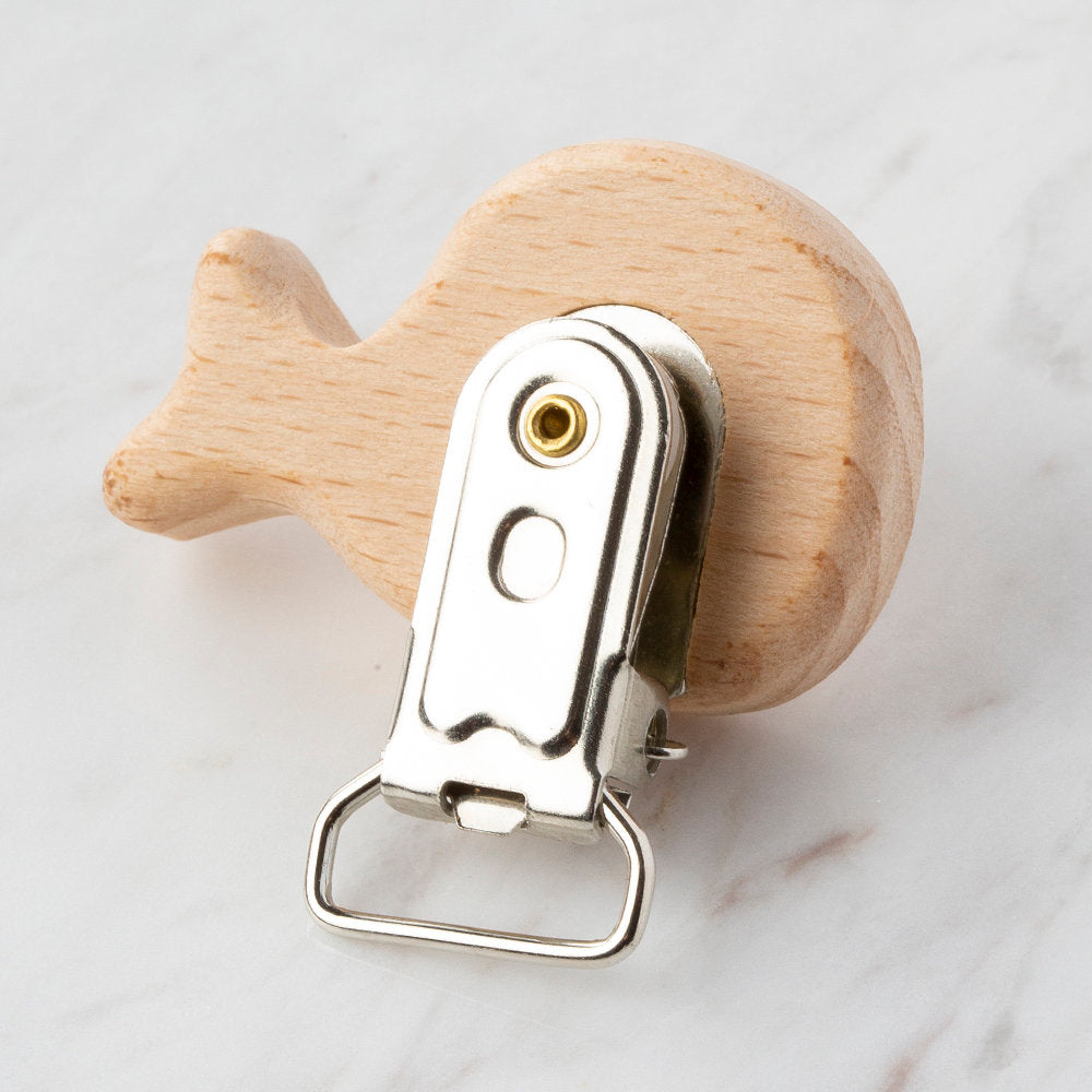 Loren Whale Shaped Wooden Pacifier Clip