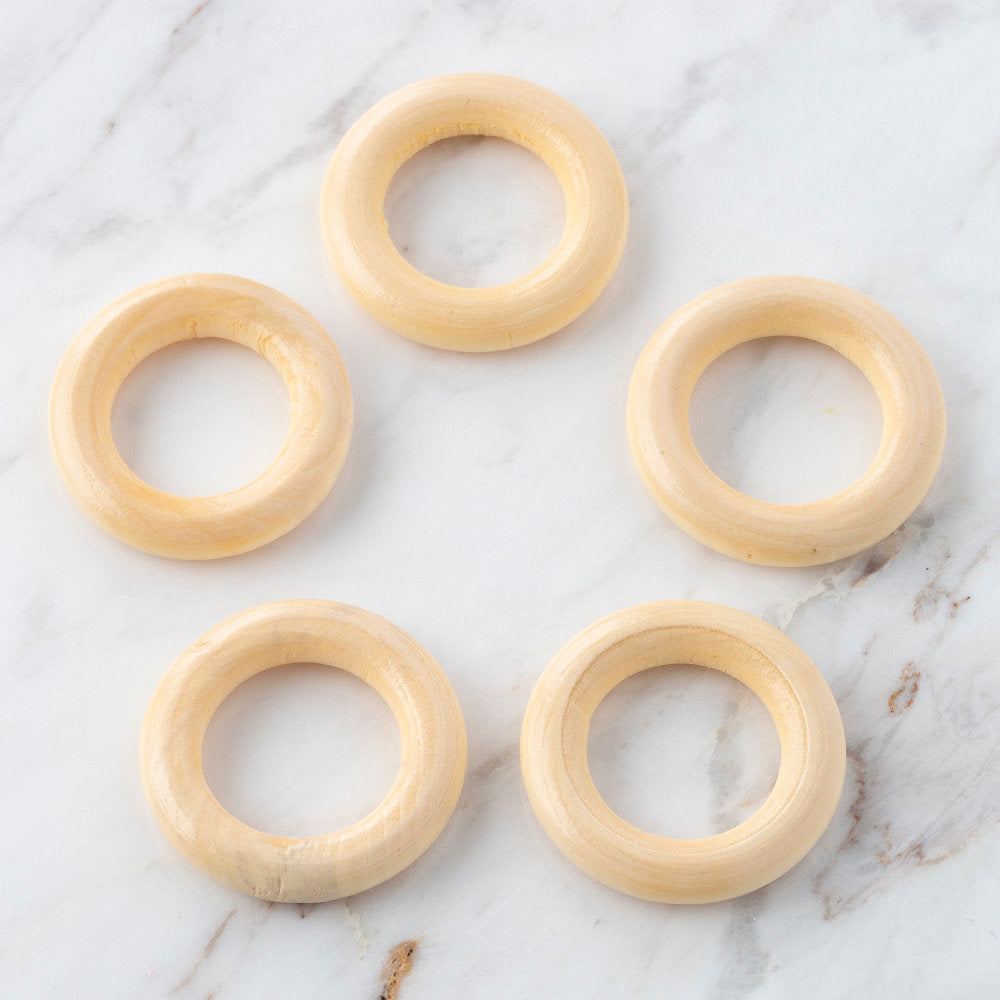 Loren 5 Pcs Wooden Ring, Natural