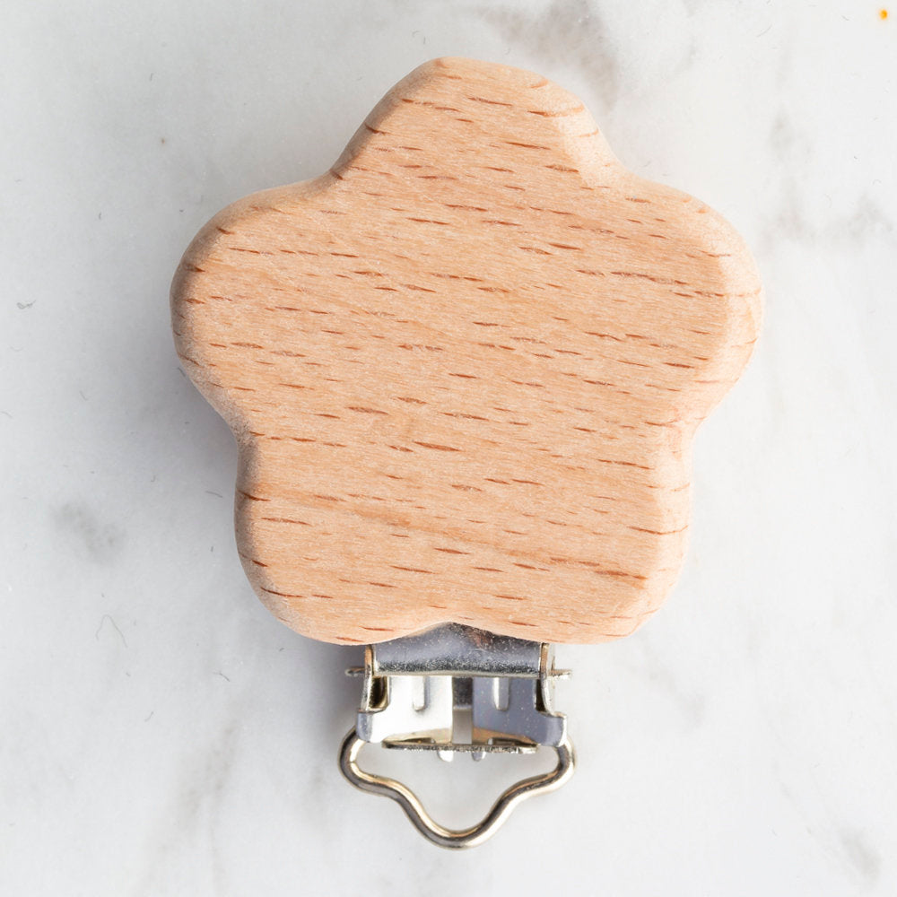 Loren Daisy Shaped Wooden Pacifier Clip