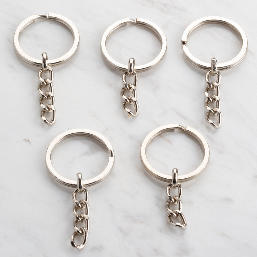 Loren 5 Pcs 2.5cm Split Key Ring With Chain, Large