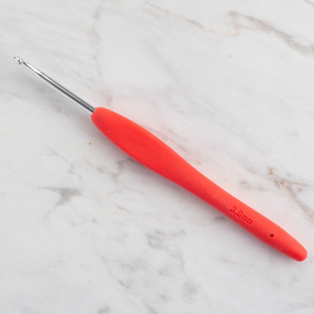 Loren 3 mm Soft Handled Crochet Hook, Vermilion