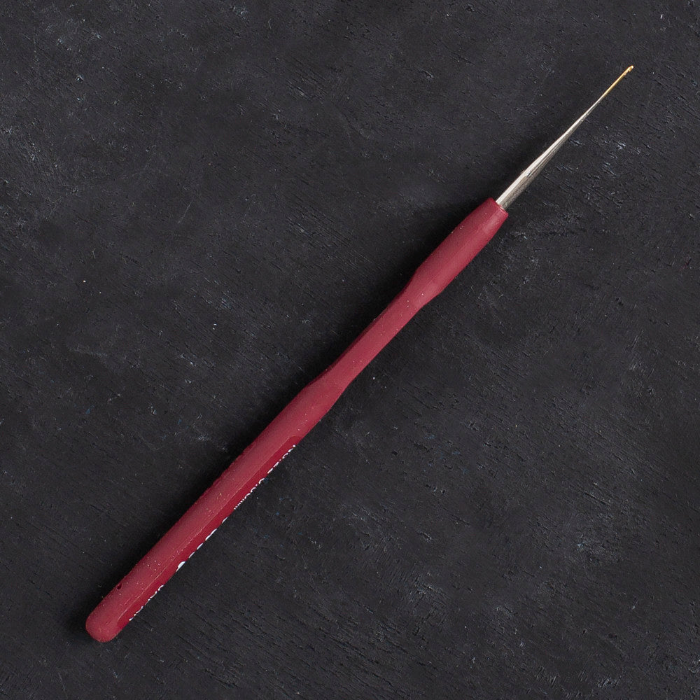 Tulip No.22 0.50 mm 14 cm Lace Crochet Hook with Cushion Grip, Claret Red