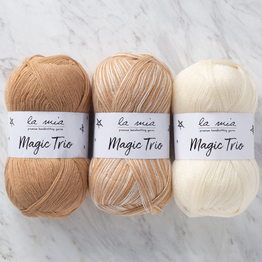 La Mia Magic Trio 3 Skein Set Yarn, Cream-Brown - LM001