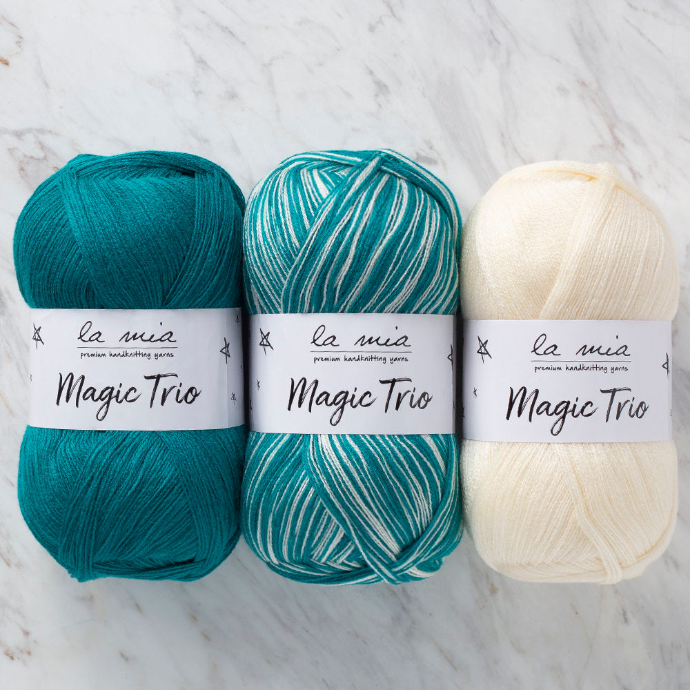 La Mia Magic Trio 3 Skein Set Yarn, Cream-Green - LM003