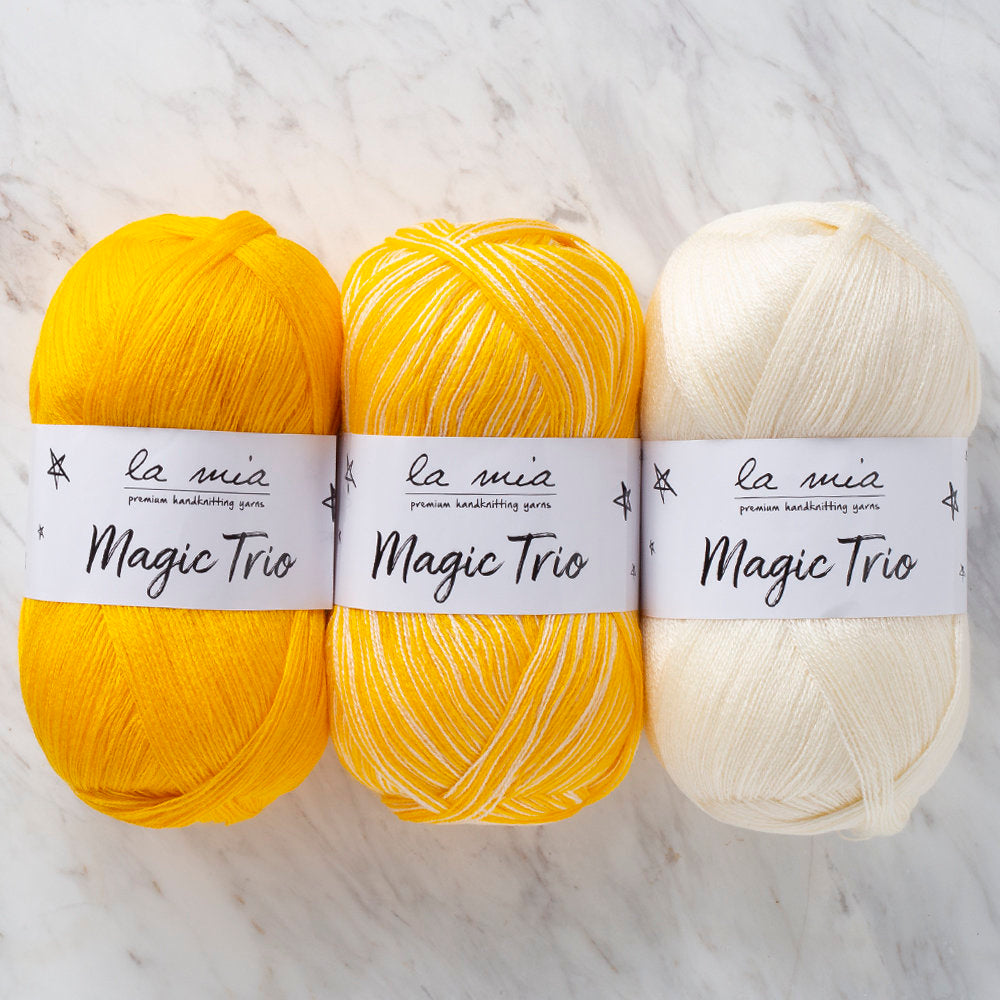 La Mia Magic Trio 3 Skein Set Yarn, Cream-Yellow - LM004