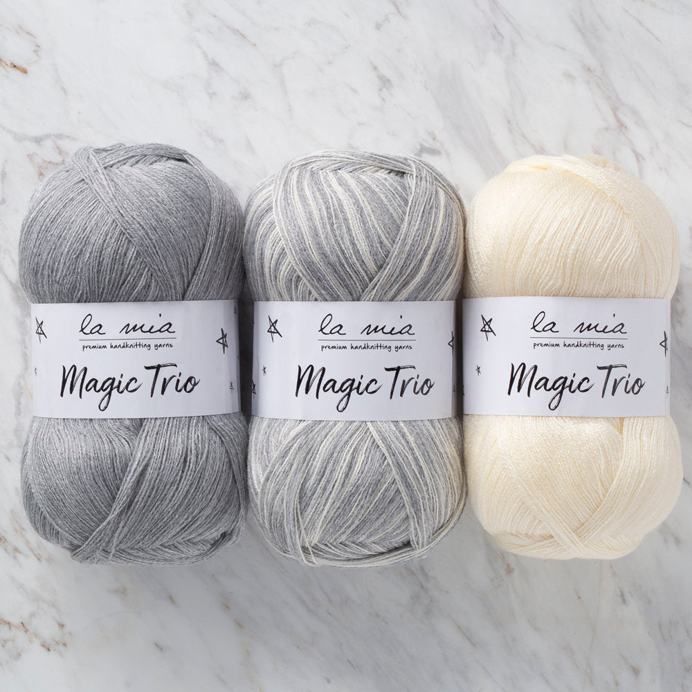 La Mia Magic Trio 3 Skein Set Yarn, Cream-Grey - LM007