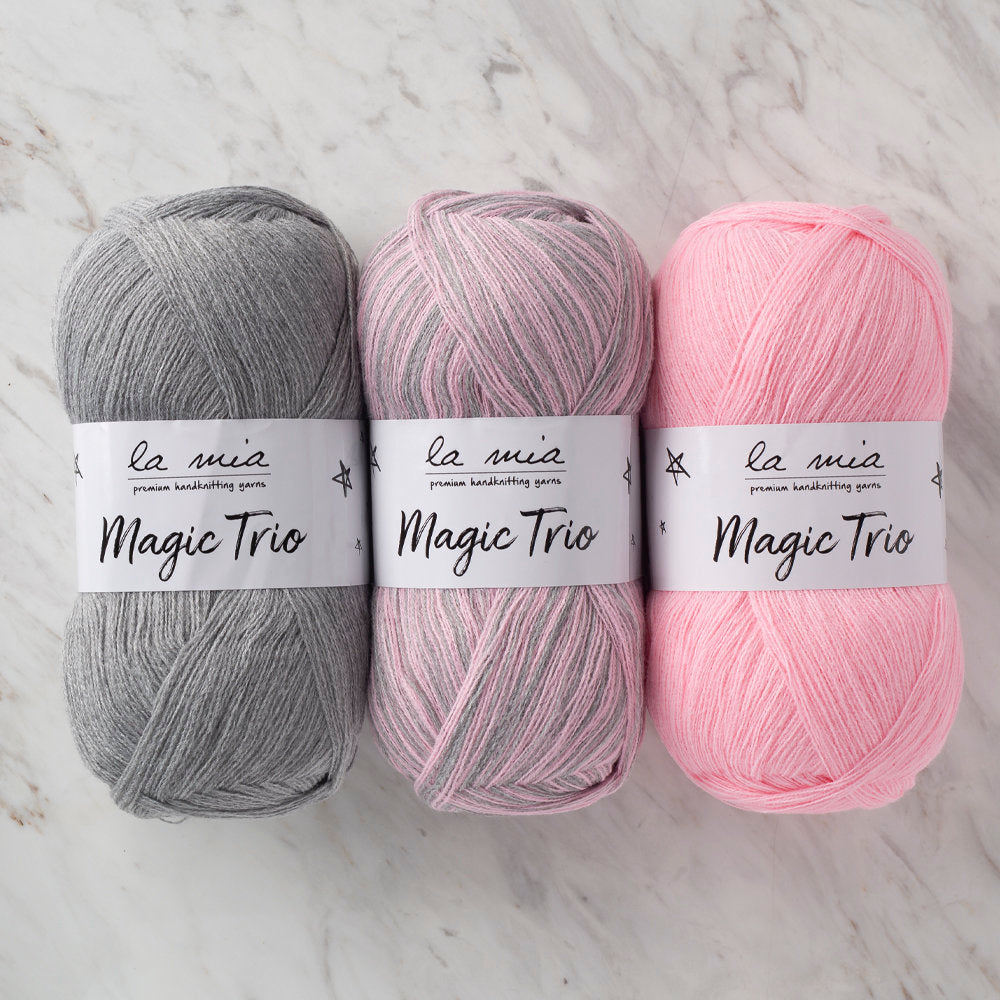 La Mia Magic Trio 3 Skein Set Yarn, Grey-Pink - LM013