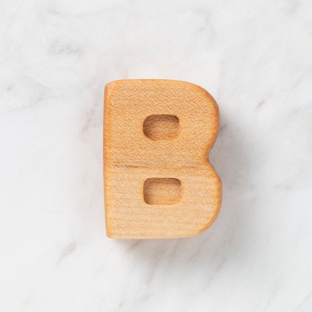 Loren Crafts Letter Shaped Organic Wooden Bead - B