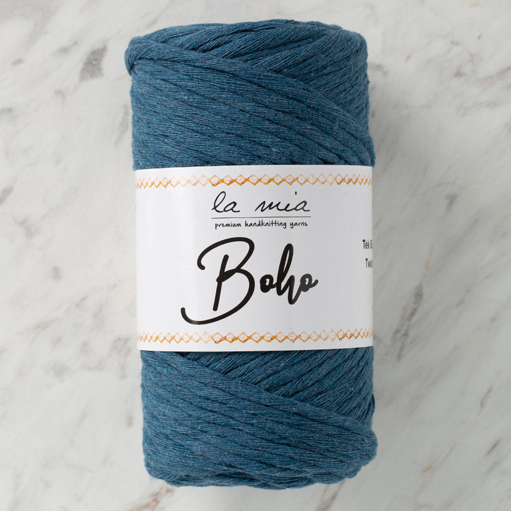 La Mia Boho Cotton Macrame Cord, Blue