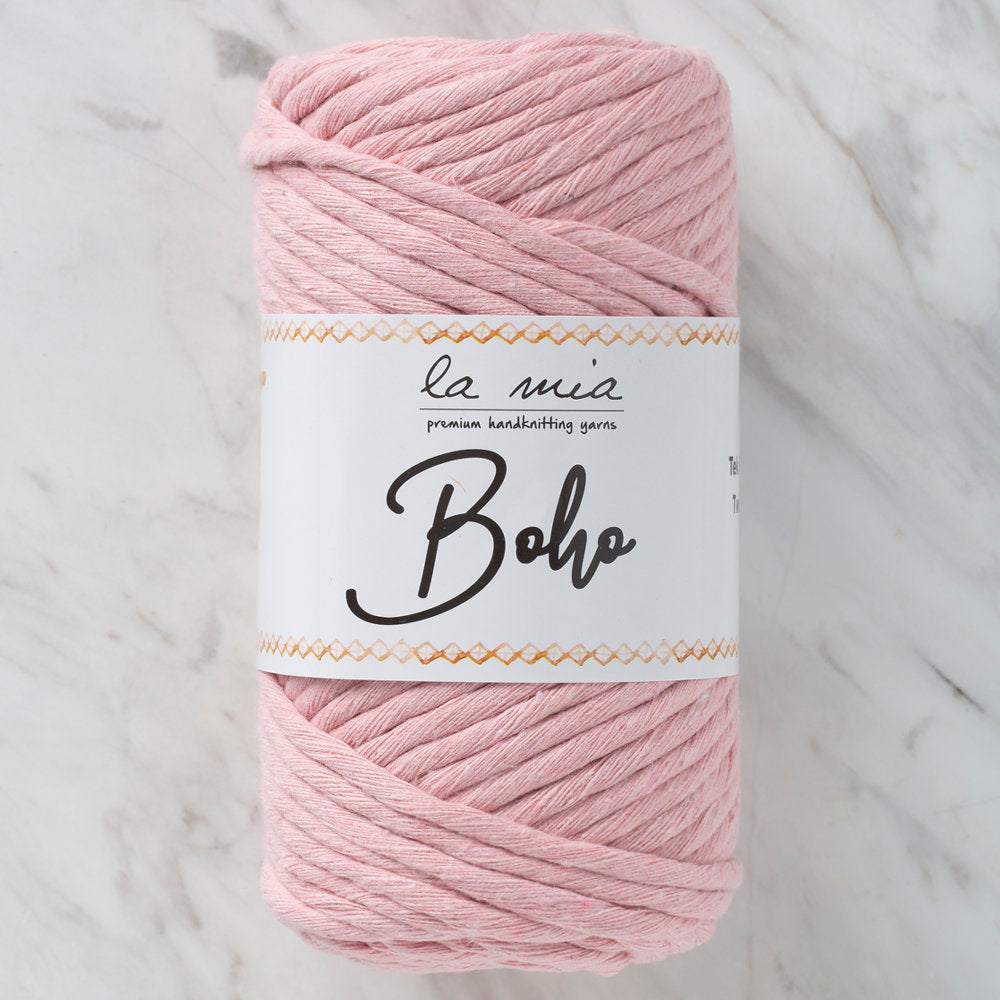 La Mia Boho Cotton Macrame Cord, Light Pink - L185