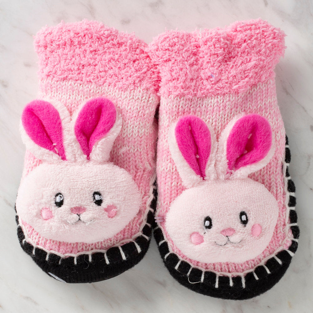 Loren Baby Booties, Knitted Pink Bunny