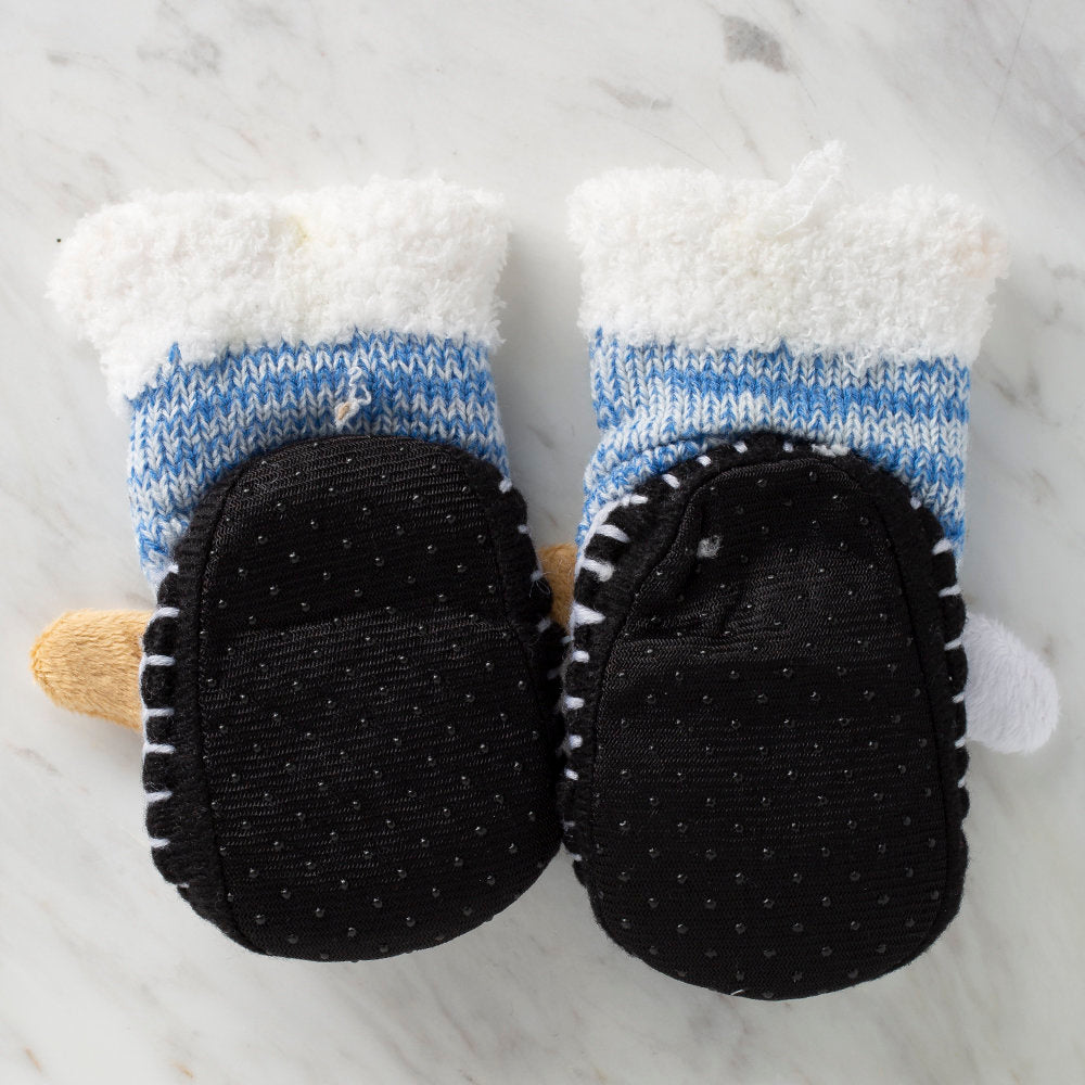 Loren Baby Booties, Knitted Blue Dog