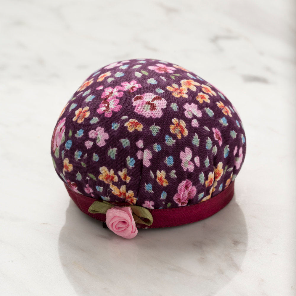 Loren Wrist Pincushion, Purple Flowers