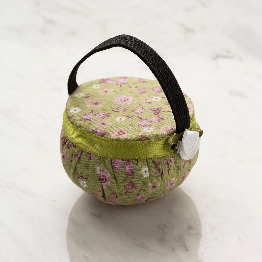 Loren Wrist Pincushion, Green Flowers