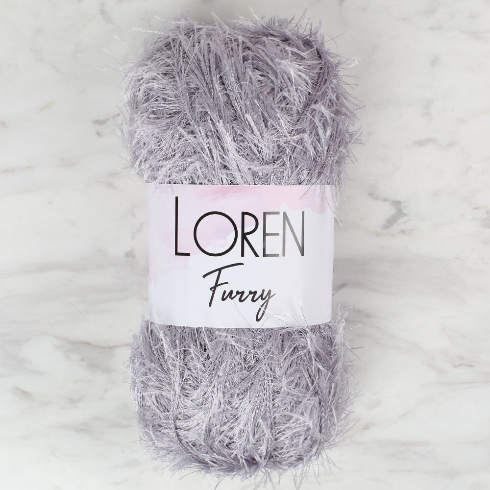 Loren Furry Knitting Yarn, Grey - RF006