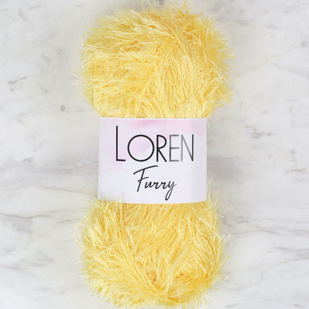 Loren Furry Knitting Yarn, Yellow - RF048