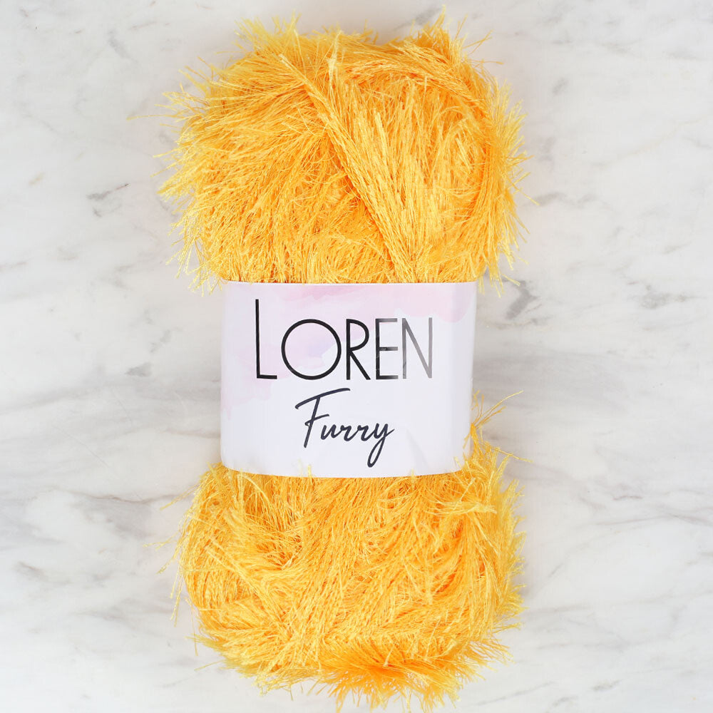 Loren Furry Knitting Yarn, Mustard - RF075