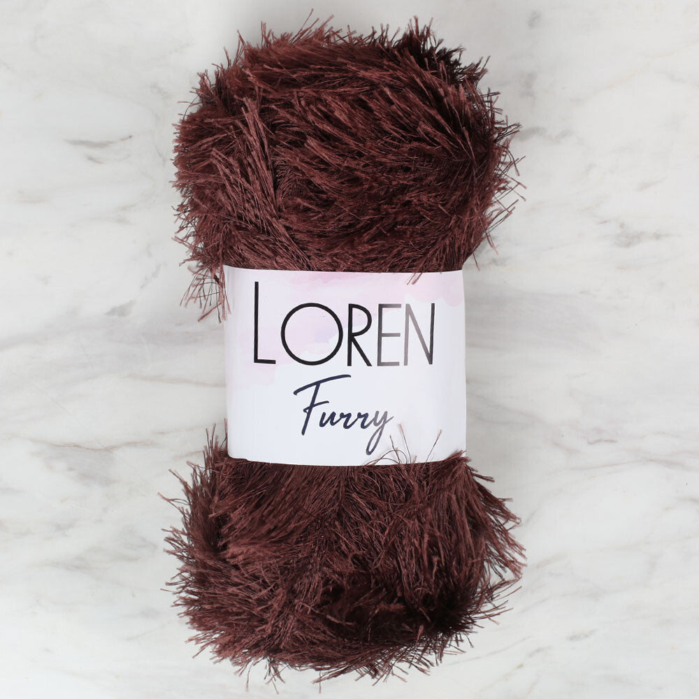 Loren Furry Knitting Yarn, Brown - RF093