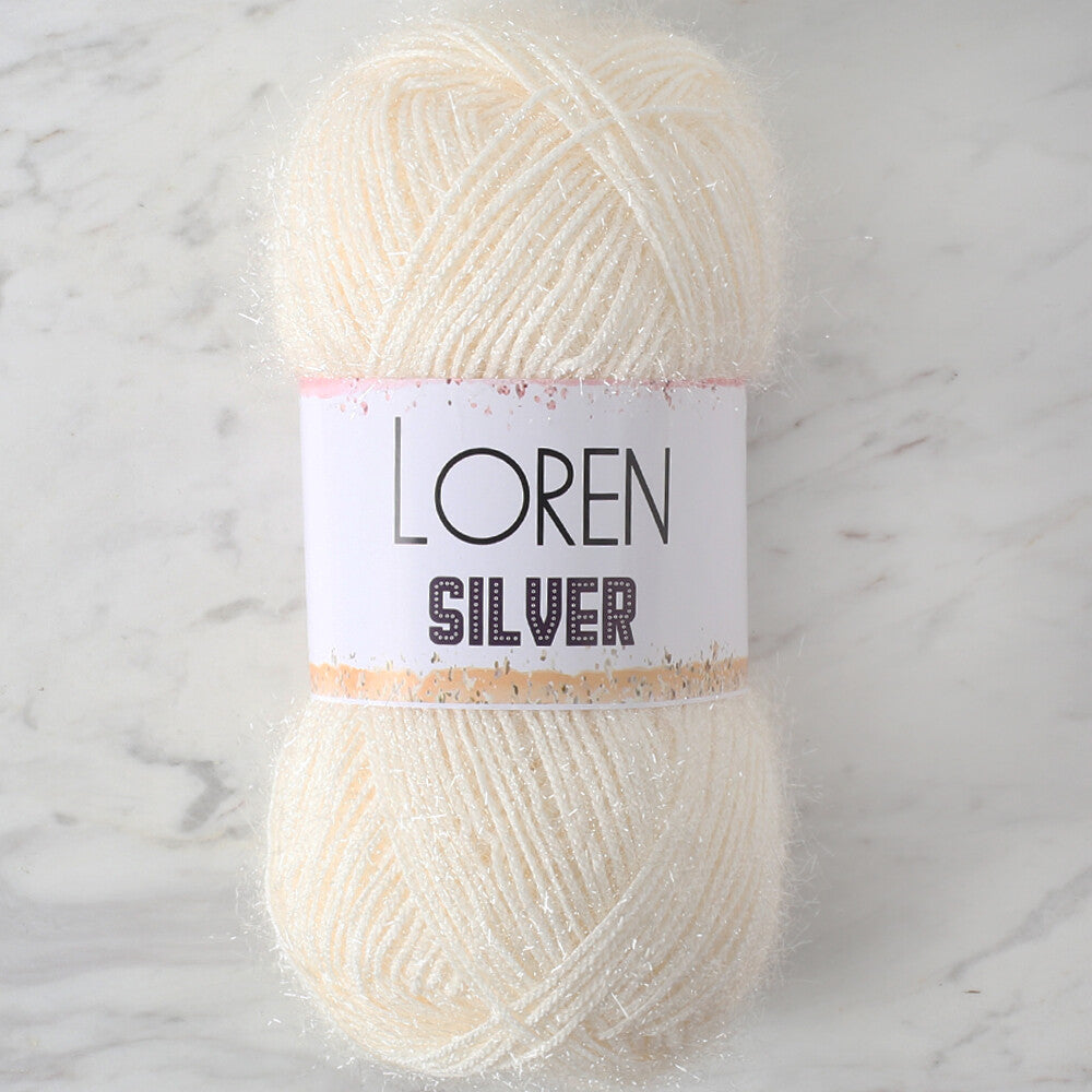 Loren Silver Knitting Yarn, White - RS0064