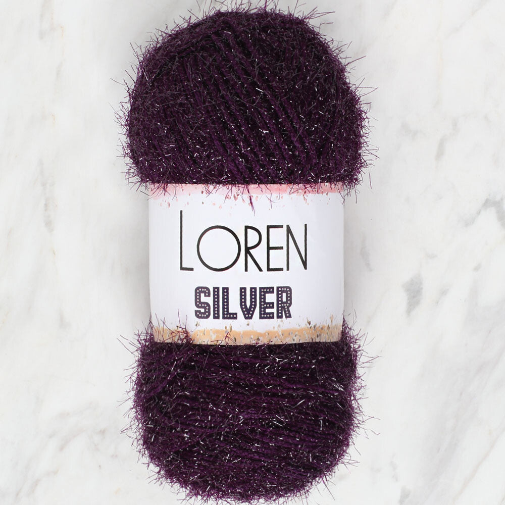 Loren Silver Knitting Yarn, Aubergine - RS0109