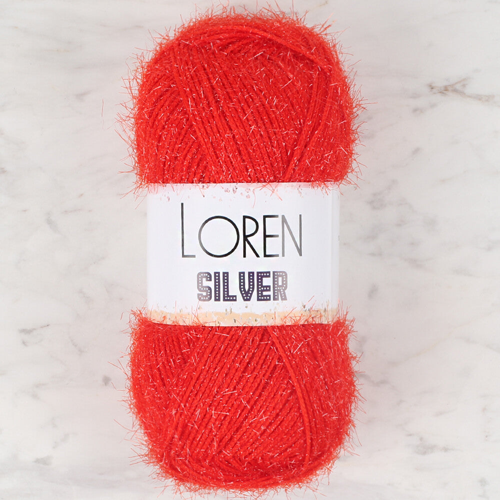 Loren Silver Knitting Yarn, Red - RS0025