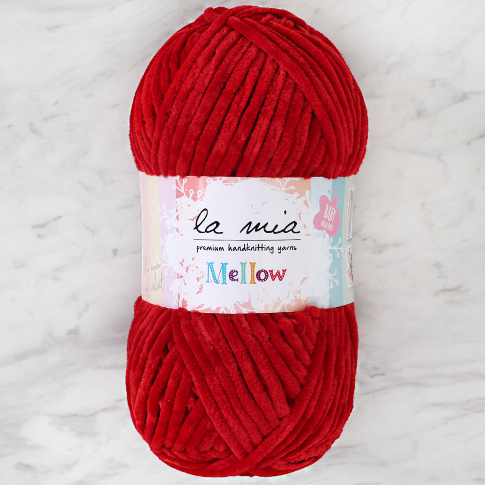 La Mia Mellow Chenille Yarn, Red - 927