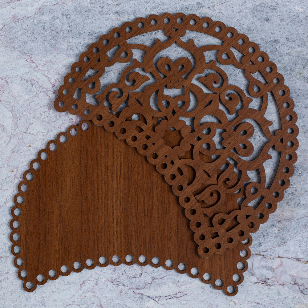 Loren Wood Carved Patterned Macaron Bag Side Plate