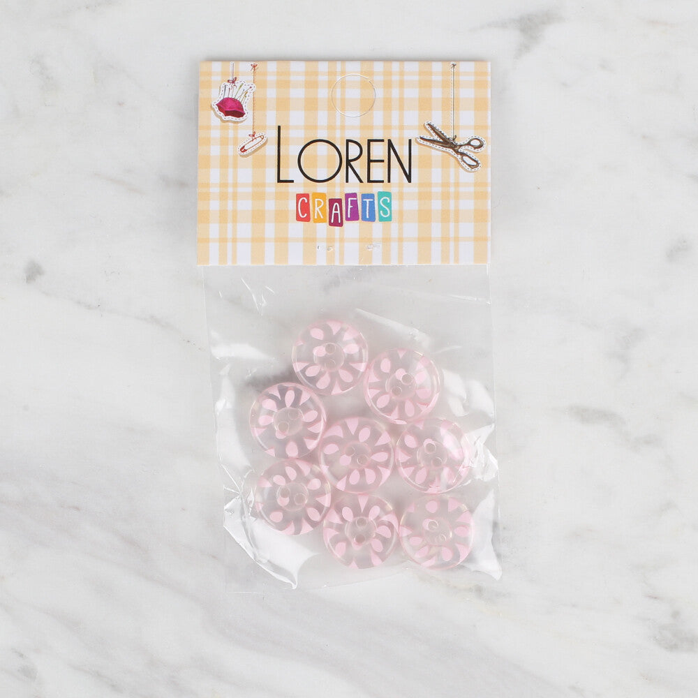 Loren Crafts 8 Pack Transparent  Button, Pink - 33