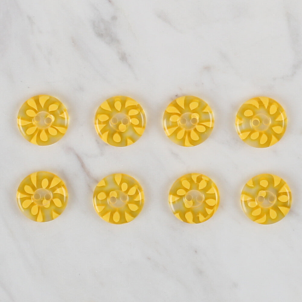 Loren Crafts 8 Pack Button, Yellow - 34