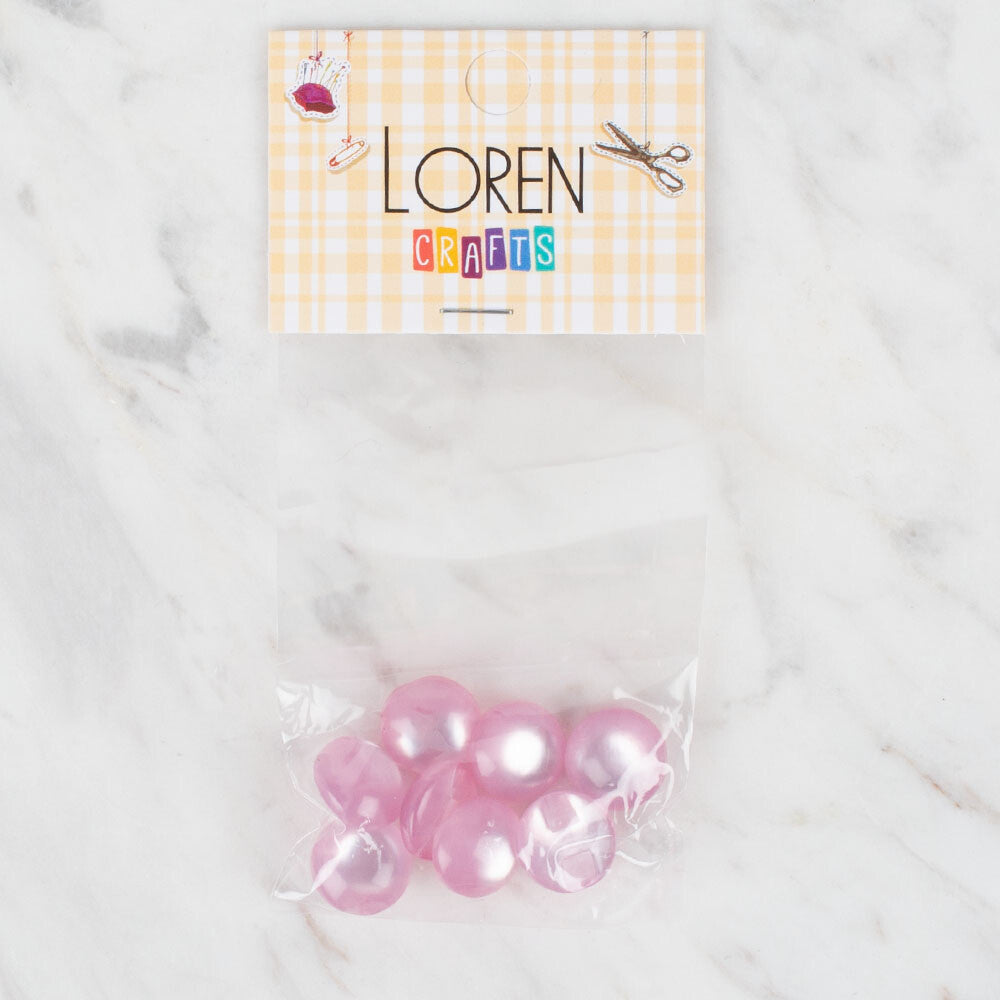 Loren Crafts 8 Pack Button, Pink - 39