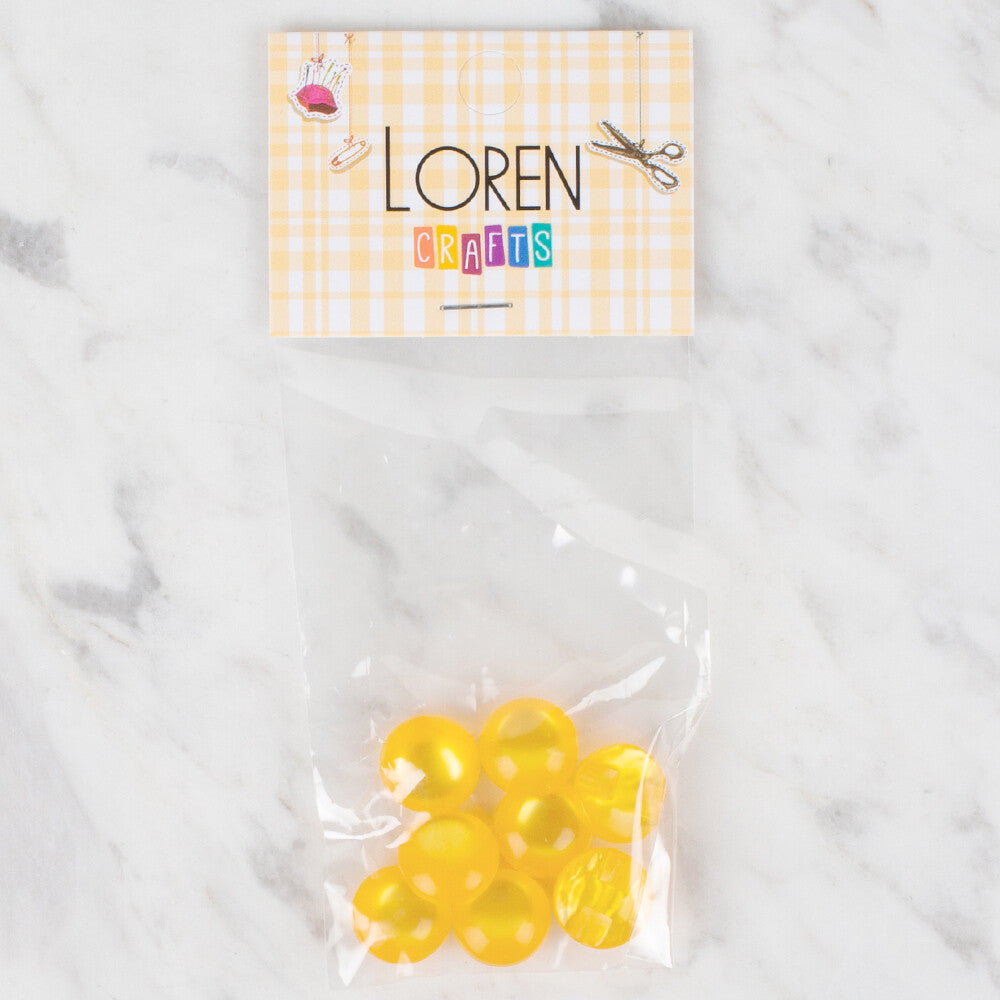 Loren Crafts 8 Pack Button, Yellow - 42