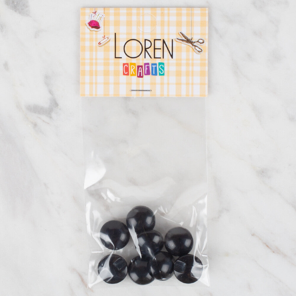 Loren Crafts 8 Pack Button, Black - 49