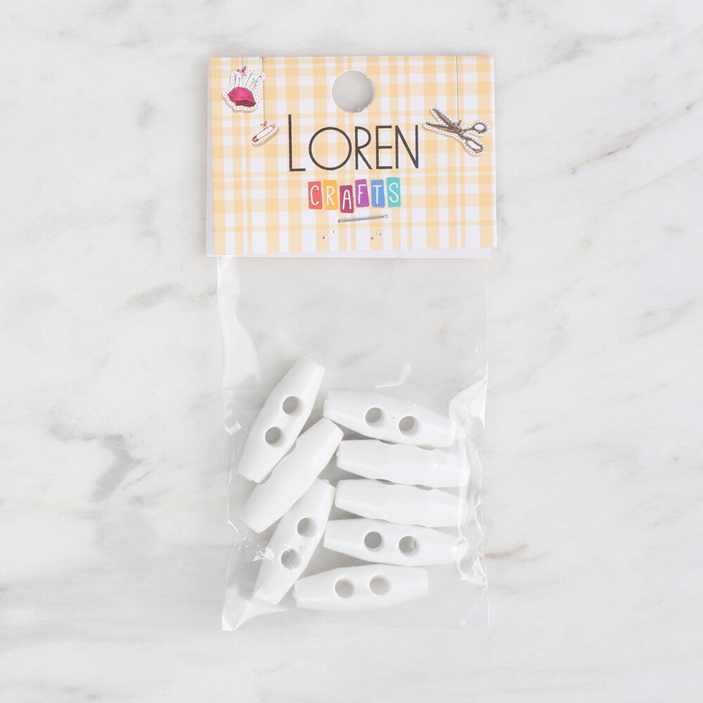 Loren Crafts 8 Pack Shephard Button, White - 96