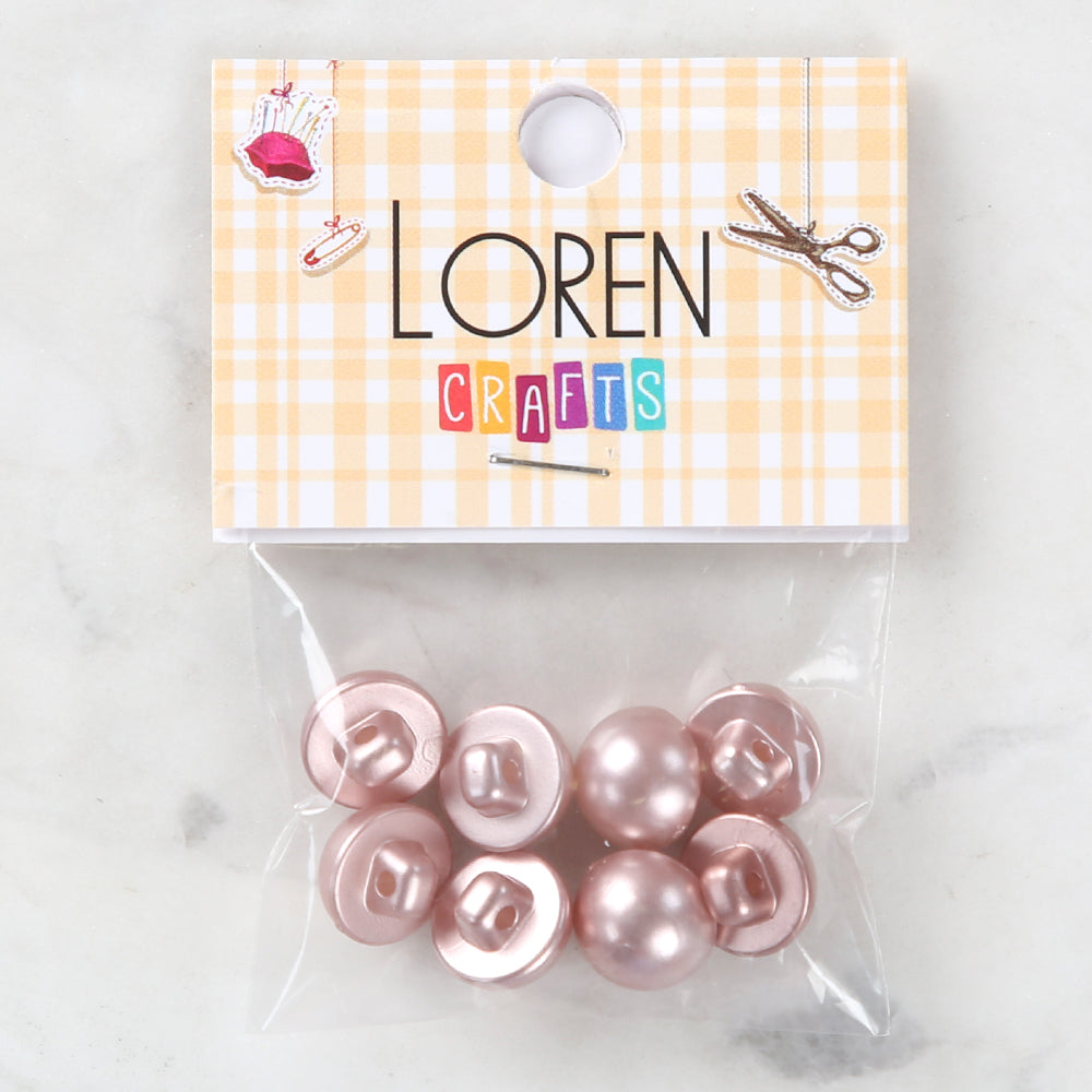 Loren Crafts 8 Pack Button,  Dried Rose - 141