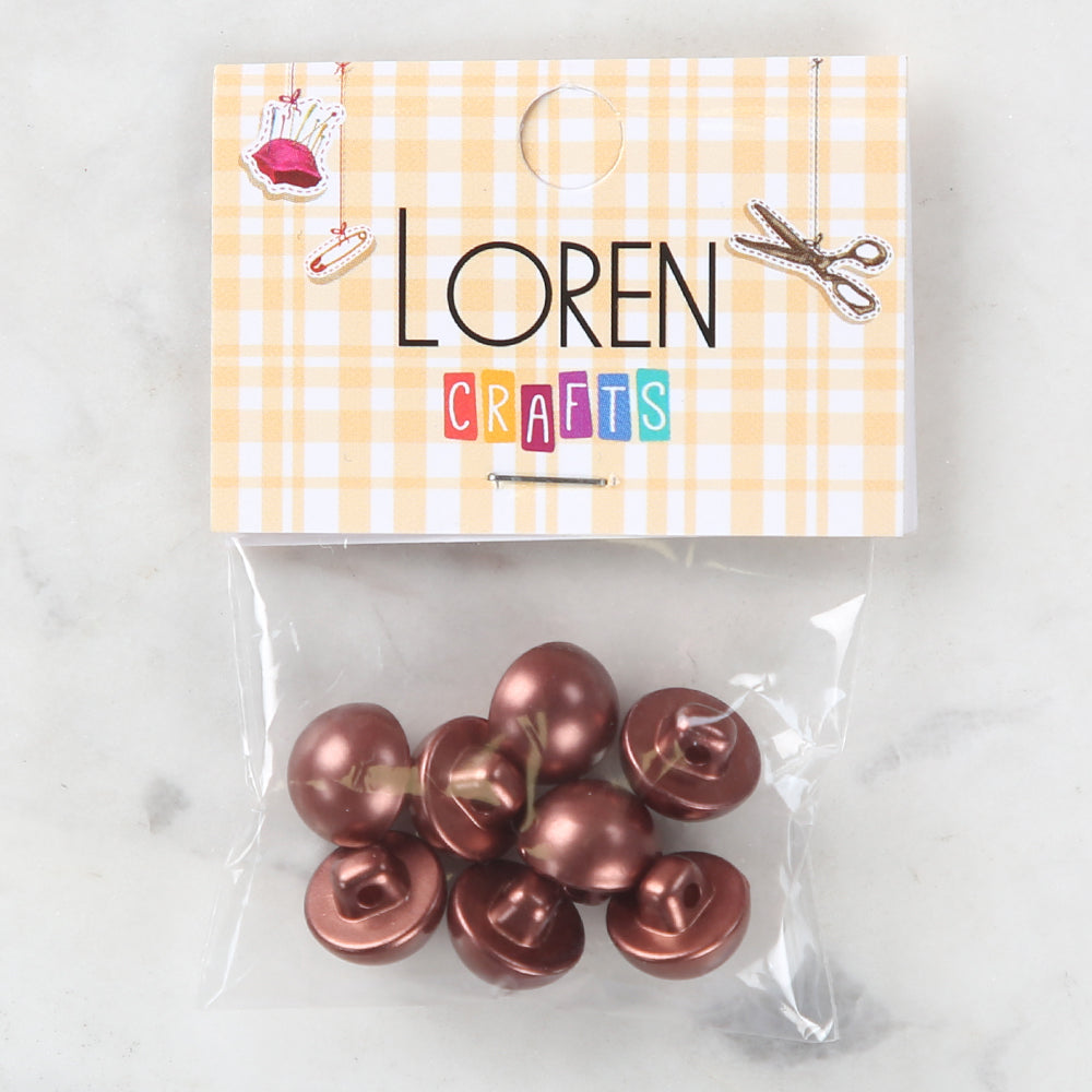 Loren Crafts 8 Pack Button, Brown - 143