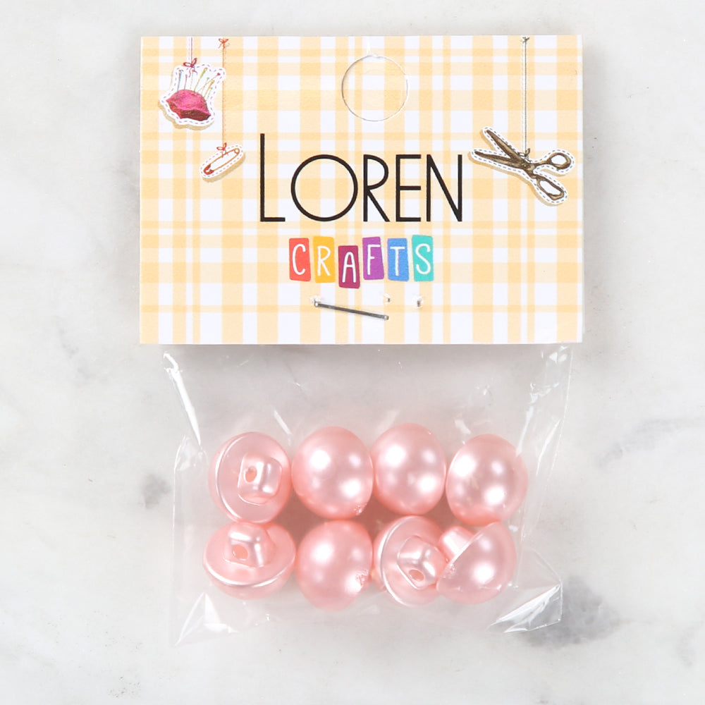 Loren Crafts 8 Pack Button, Pink - 145