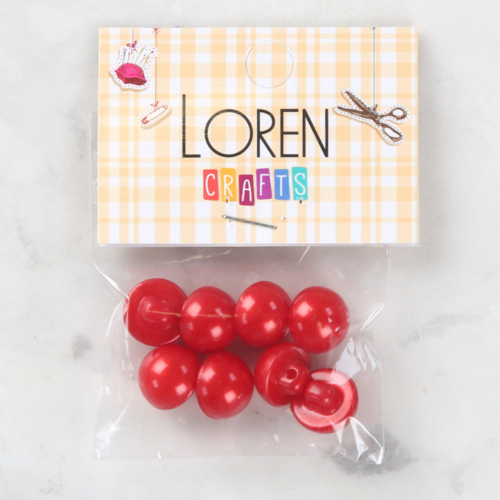 Loren Crafts 8 Pack Button, Red - 149